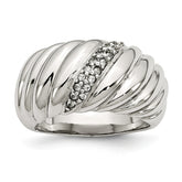 Stainless Steel Wedding Band with Polished Finish and CZ Elegance